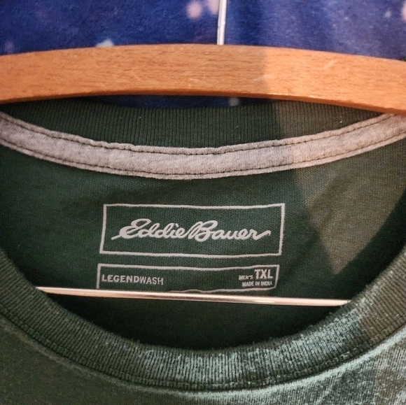 𝅺eddie Bauer mens big and tall green short sleeve shirt, size TXL - Picture 2 of 3
